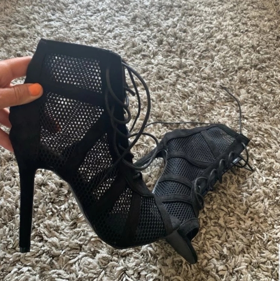 Sexy Lace Up Cross-tied Peep Toe High Heel Ankle - Picture 3 of 8